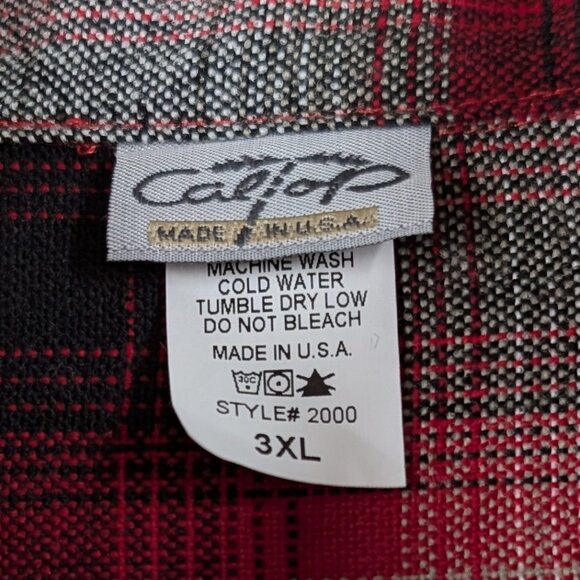 CALTOP Shirt Men's 3XL Red Plaid Flannel Open Pocket‎ Long Sleeve Ombre USA - Picture 6 of 14